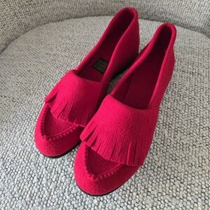 NEW Vintage Daniel Green Red Comfy Slippers Fringe